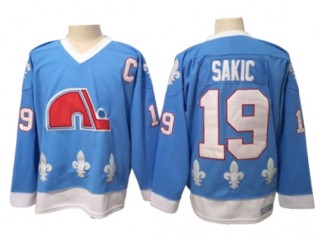 Quebec Nordiques #19 Joe Sakic Light Blue Vintage CCM Jersey