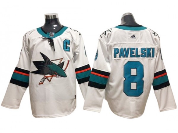 San Jose Sharks #8 Joe Pavelski White Away Jersey