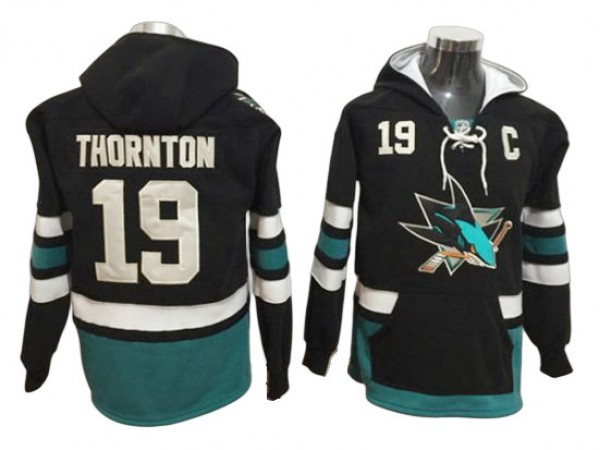 San Jose Sharks #19 Joe Thornton Black Hoodie