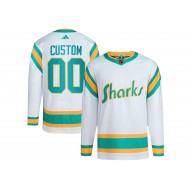 Custom San Jose Sharks White Reverse Retro 2.0 Jersey