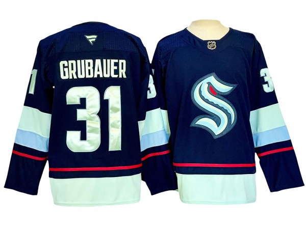 Seattle Kraken #31 Philipp Grubauer Navy Home 2024 Jersey