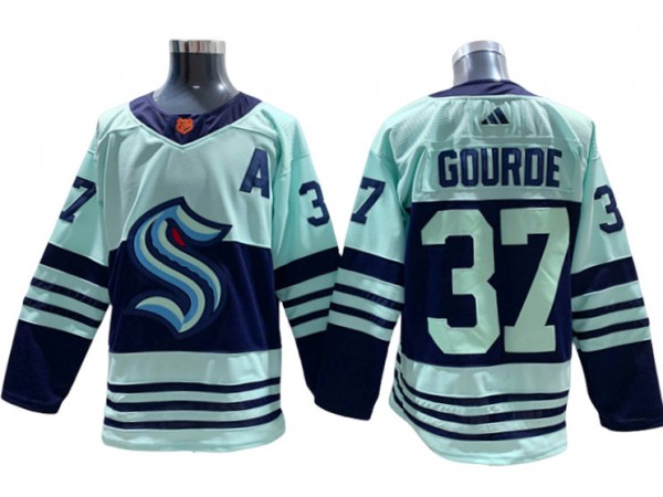 Seattle Kraken #37 Yanni Gourde Teal Reverse Retro 2.0 Jersey