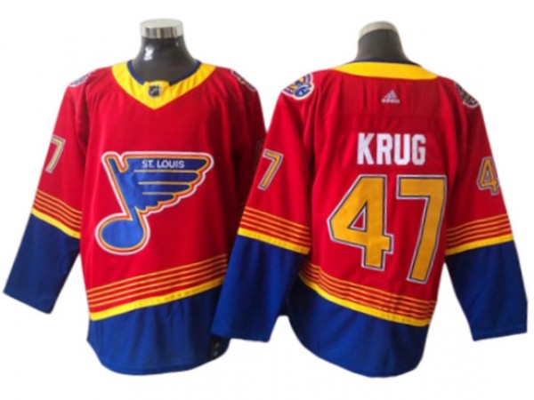 St. Louis Blues #47 Torey Krug Red 2020/21 Reverse Retro Jersey