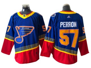 St. Louis Blues #57 David Perron Blue-Red Vintage Jersey