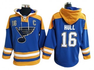 St. Louis Blues #16 Brett Hull Blue Ageless Must-Have Lace-Up Pullover Hoodie