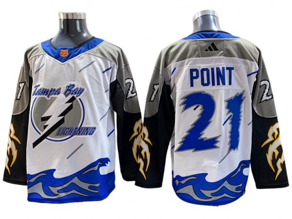 Tampa Bay Lightning #21 Brayden Point White Reverse Retro 2.0 Jersey