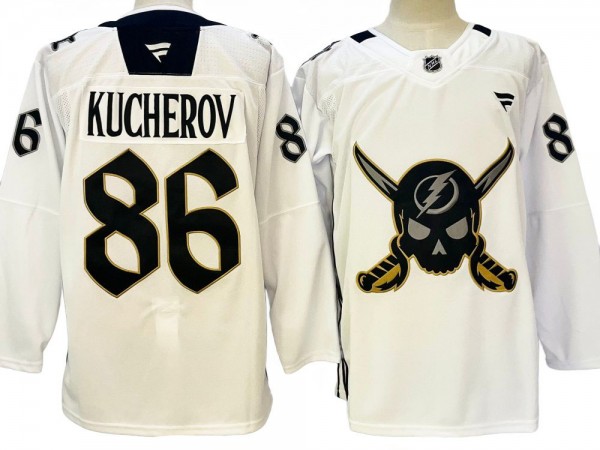 Tampa Bay Lightning #86 Nikita Kucherov 2024 White Gasparilla Jersey