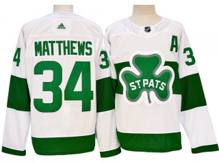 Toronto Maple Leafs #34 Auston Matthews St. Patricks Alternate Jersey - White