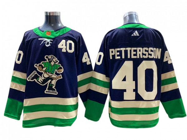 Vancouver Canucks #40 Elias Pettersson Navy 2022/23 Reverse Retro Jersey