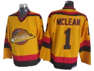 Vancouver Canucks #1 Kirk McLean 1989 Vintage CCM Jersey - Black/Yellow