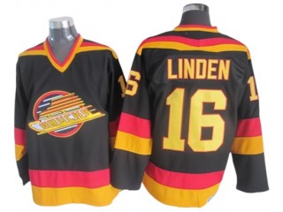 Vancouver Canucks #16 Trevor Linden 1989 Vintage CCM Jersey - Black/Yellow