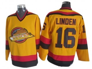 Vancouver Canucks #16 Trevor Linden 1989 Vintage CCM Jersey - Black/Yellow