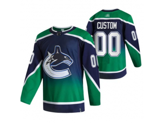 Custom Vancouver Canucks Black/Green Reverse Retro Jersey