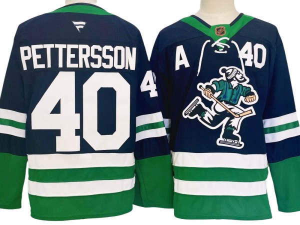 Vancouver Canucks #40 Elias Pettersson Navy Reverse Retro 2024 Jersey