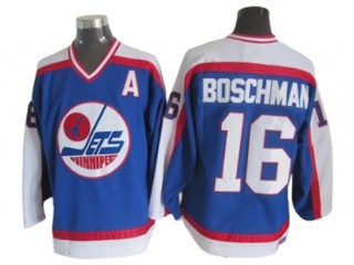 Winnipeg Jets #16 Laurie Boschman 1989 Vintage CCM Jersey - Blue