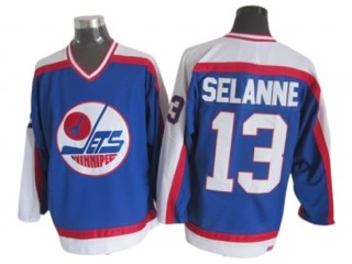 Winnipeg Jets #13 Teemu Selanne Blue 1989 Vintage CCM Jersey