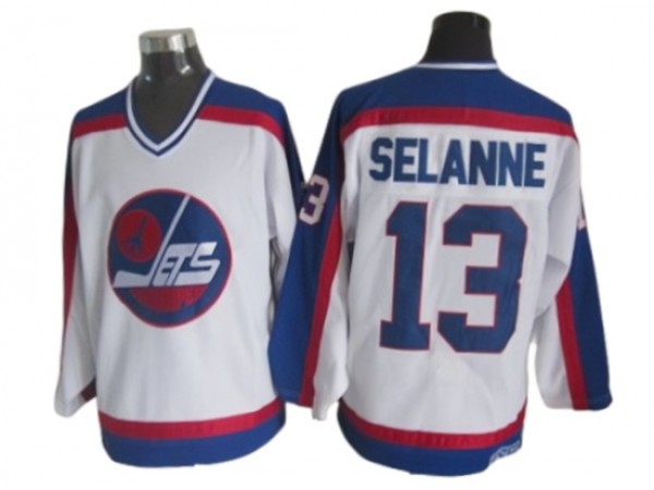 Winnipeg Jets #13 Teemu Selanne White 1989 Vintage CCM Jersey