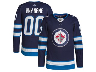 Custom Winnipeg Jets Navy Home Jersey