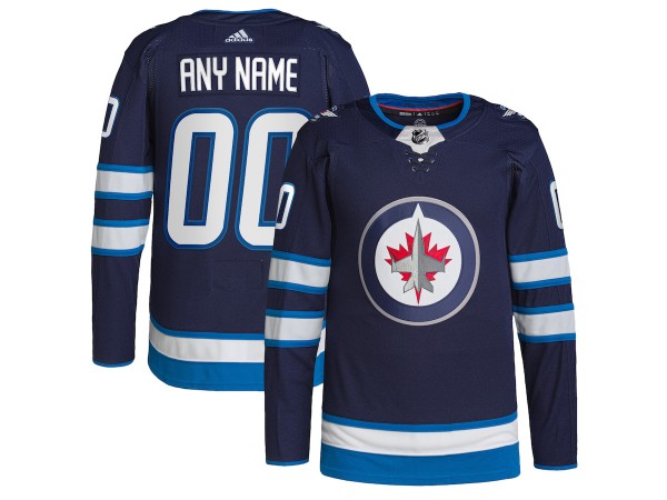 Custom Winnipeg Jets Navy Home Jersey