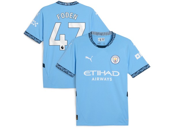 Manchester City #47 Phil Foden 2024/25 Home Jersey - Light Blue