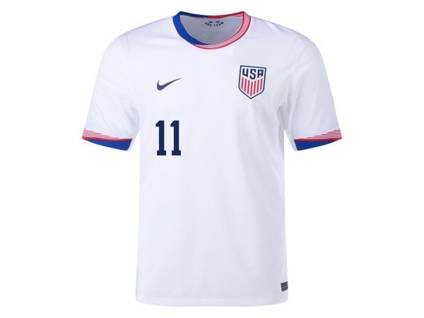 US National Team #11 BRENDEN AARONSON 2024 Home Jersey - White