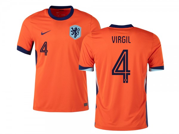 Netherlands #4 Virgil Van Dijk 24/25 Home Jersey - Orange