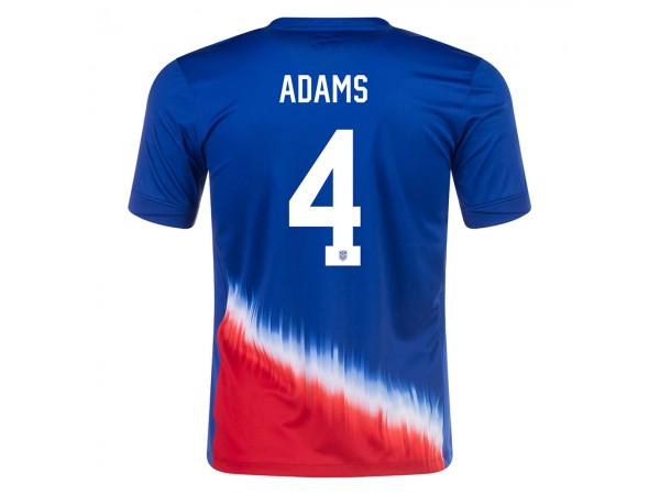 US National Team #4 TYLER ADAMS 2024 Away Jersey - Blue