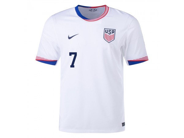 US National Team #7 GIO REYNA 2024 Home Jersey - White