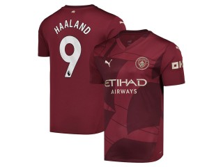 Manchester City #9 Erling Haaland 2024/25 Third Jersey - Burgundy