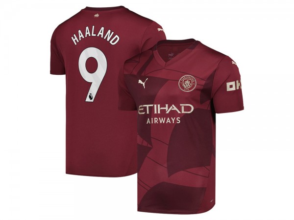 Manchester City #9 Erling Haaland 2024/25 Third Jersey - Burgundy